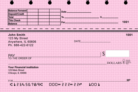 Pink Safety Top Stub Checks