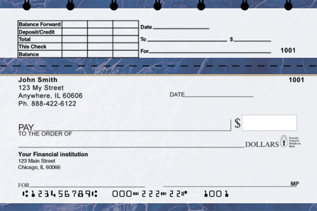 Blue Marble Top Stub Checks
