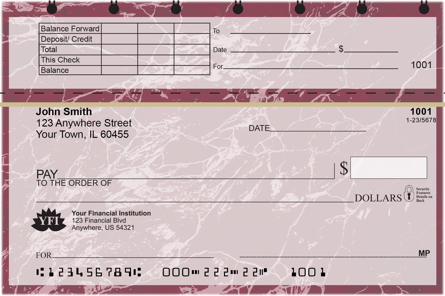 Burgundy Marble Top Stub Checks