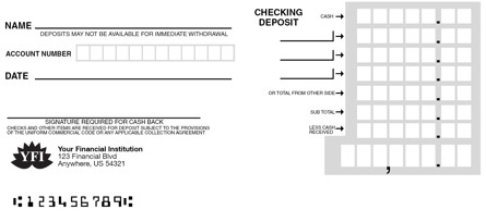 Checking Deposit Car Box Counter Form Style 2