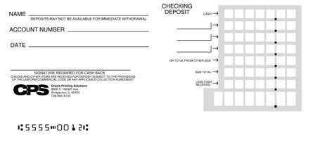 Checking Deposit Counter Form Style 2