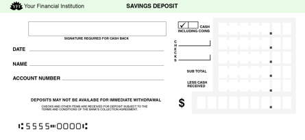 Green Savings Deposit Counter Form