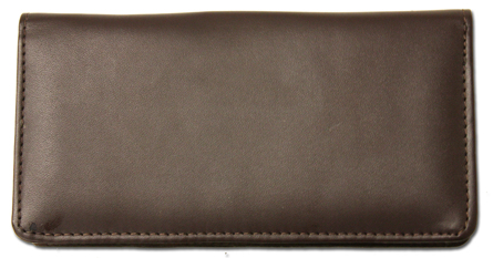 Dark Brown Smooth Leather Checkbook Cover