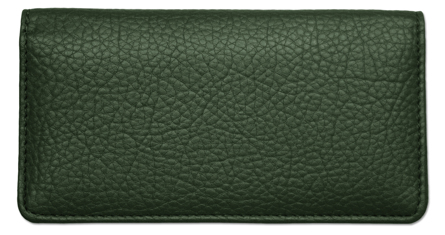 Green Textured Leather Checkbook Cover for Top Tear Personal Checks 