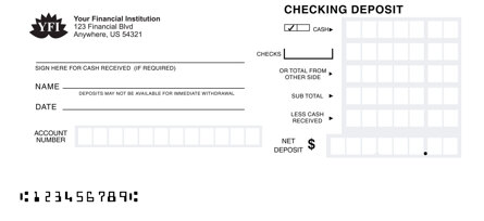 Checking Deposit Car Box Counter Form Style 3 