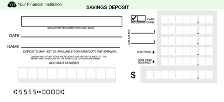 Green Savings Deposit Car Box Counter Form