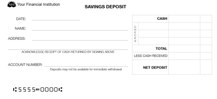 Savings Deposit Counter Form Style 3