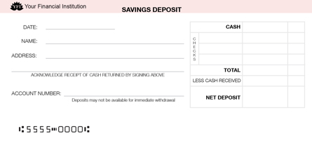 Pink Savings Deposit Counter Form Style 3