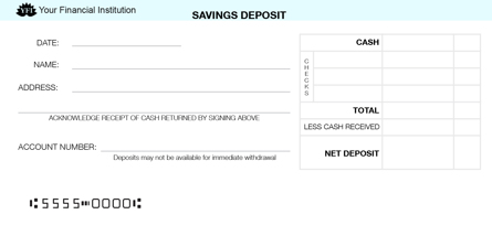 Blue Savings Deposit Counter Form Style 3