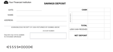 Savings Deposit Car Box Counter Form Style 3