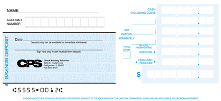 Savings Deposit Car Box Counter Form