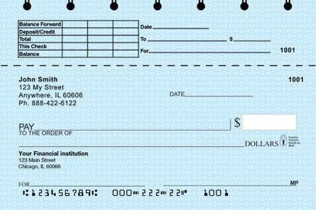 Blue Safety Top Stub Checks