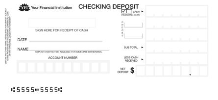 Checking Deposit Car Box Counter Form Style 7