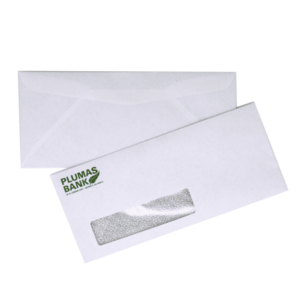 Plumas #10 White Latex Self Seal Window Envelope
