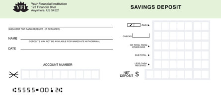 Green Savings Deposit Counter Form Style 6