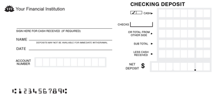 Checking Deposit Car Box Counter Form Style 9