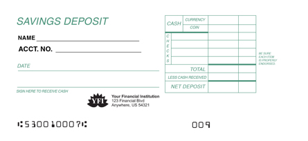 Savings deposit Counter Form Style 9