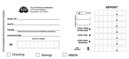Checking Deposit Counter Form Style 7