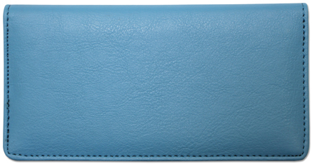 Light Blue Textured Leather Checkbook Cover